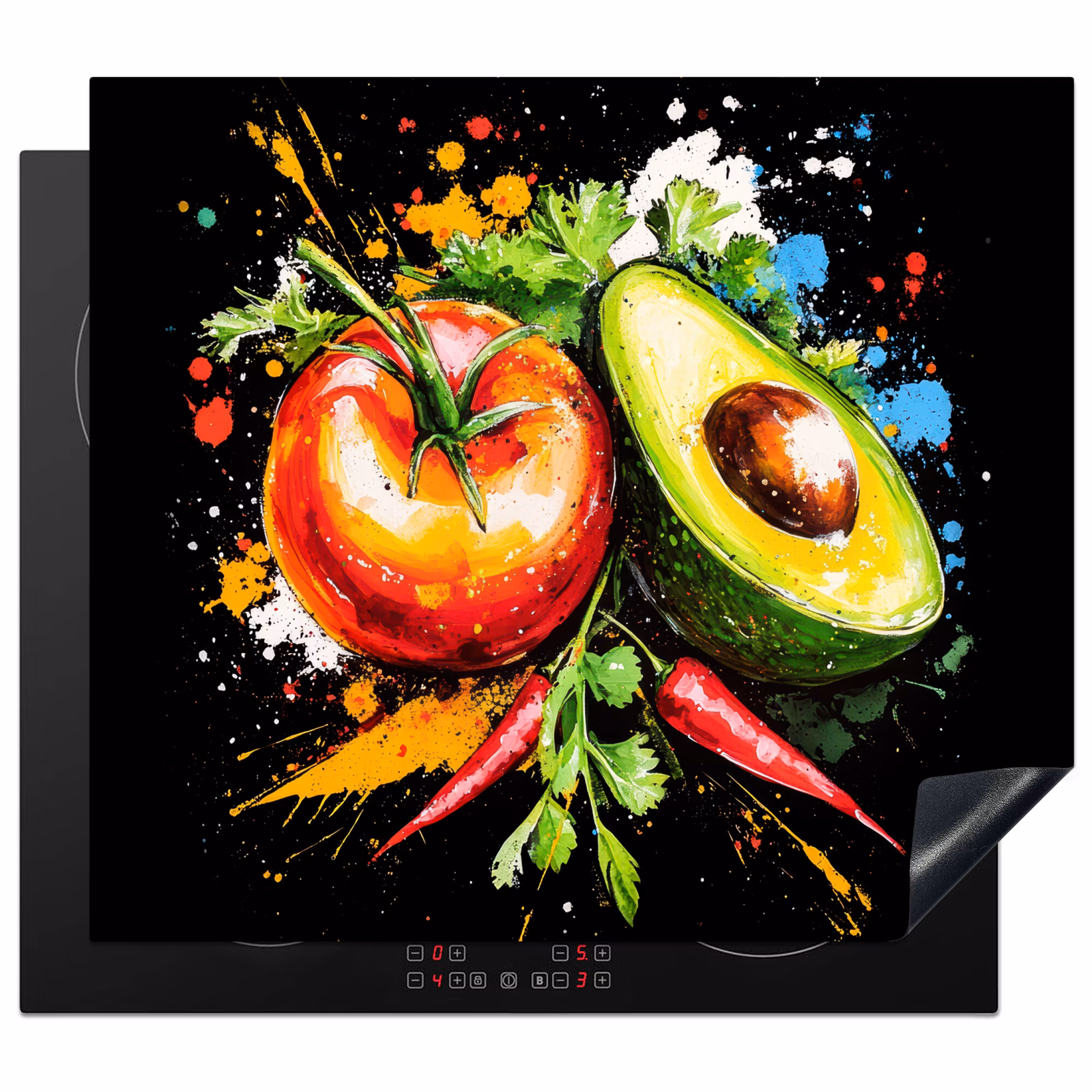 Protector de inducción - Tomate - Aguacate - Pimiento - Graffiti - Pintura - Moderno — 1