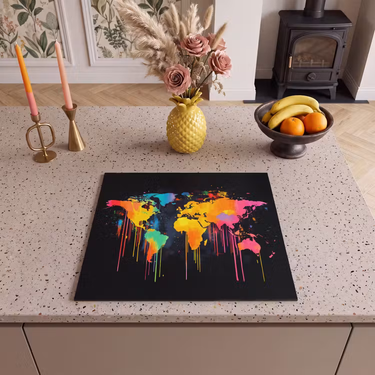 Protector de inducción - Mapamundi - Pintura - Colorido - Graffiti - Mundo — 3