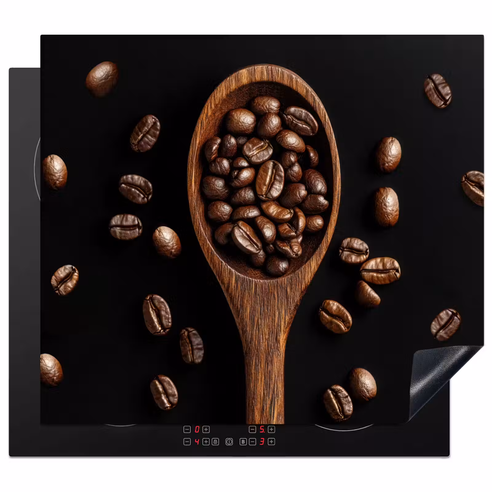 Protector de inducción - Madera - Negro - Granos de café — 1