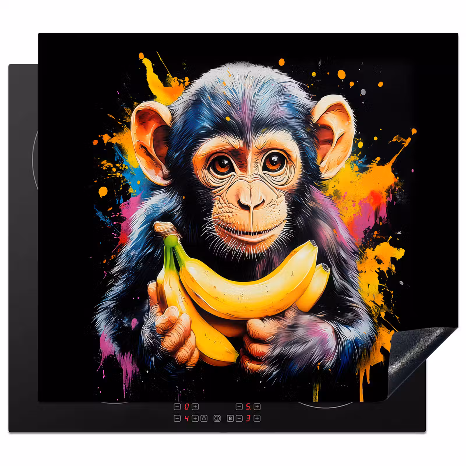 Protector de inducción - Mono - Graffiti - Colorido - Plátanos - Moderno — 1