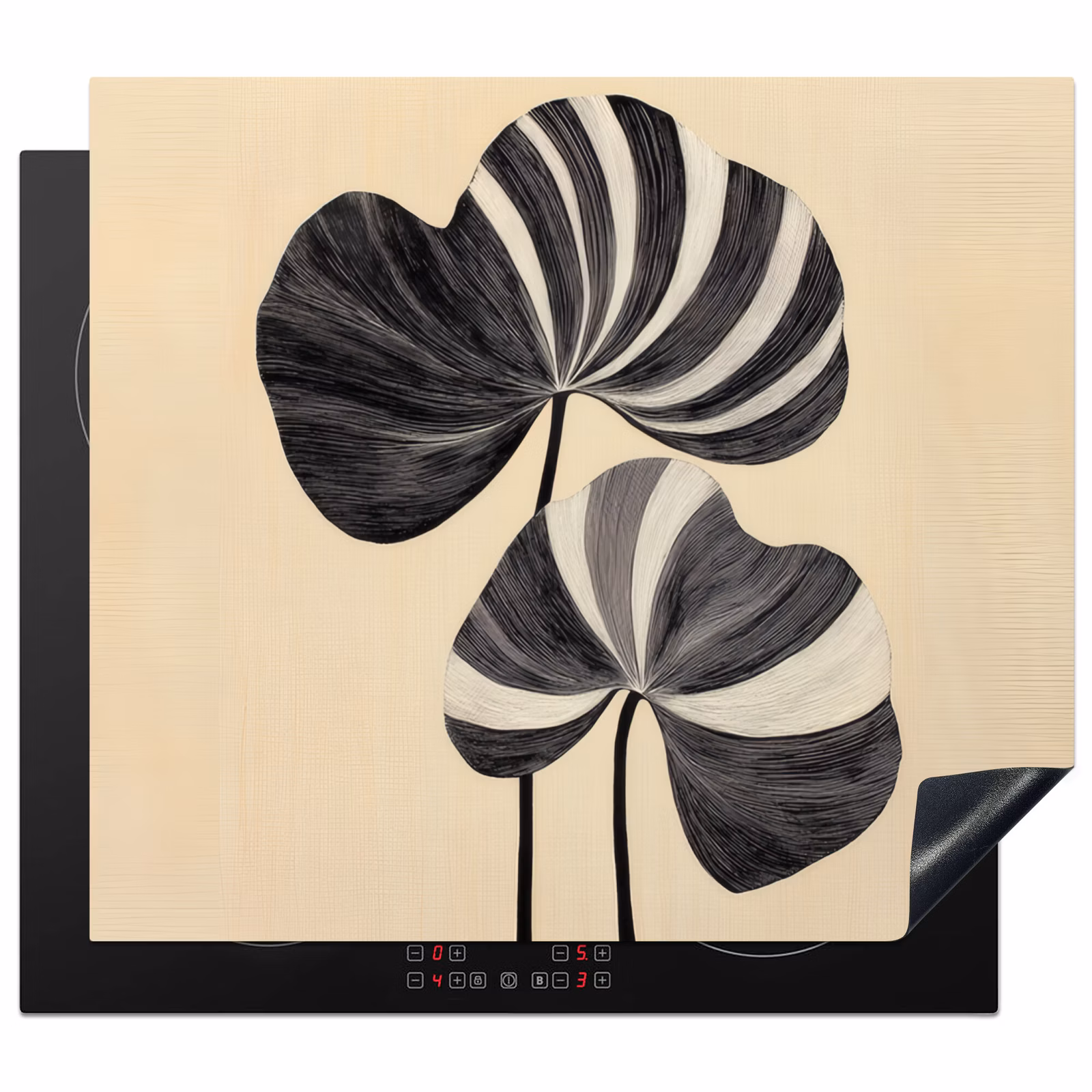 Protector de inducción - Negro - Hojas - Rayas - Minimalista — 1