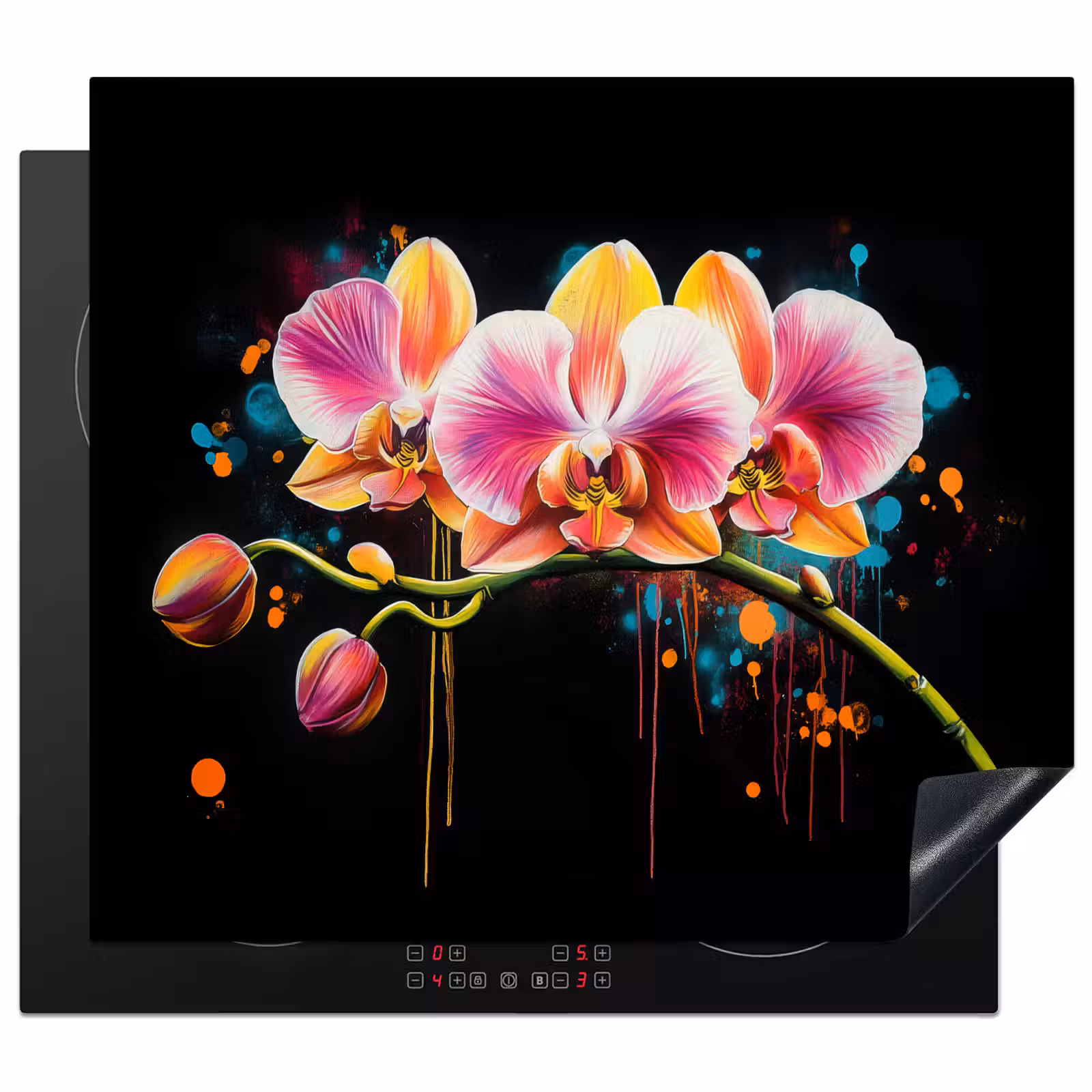 Protector de inducción - Orquídea - Graffiti - Colorido - Flores - Abstracto — 1