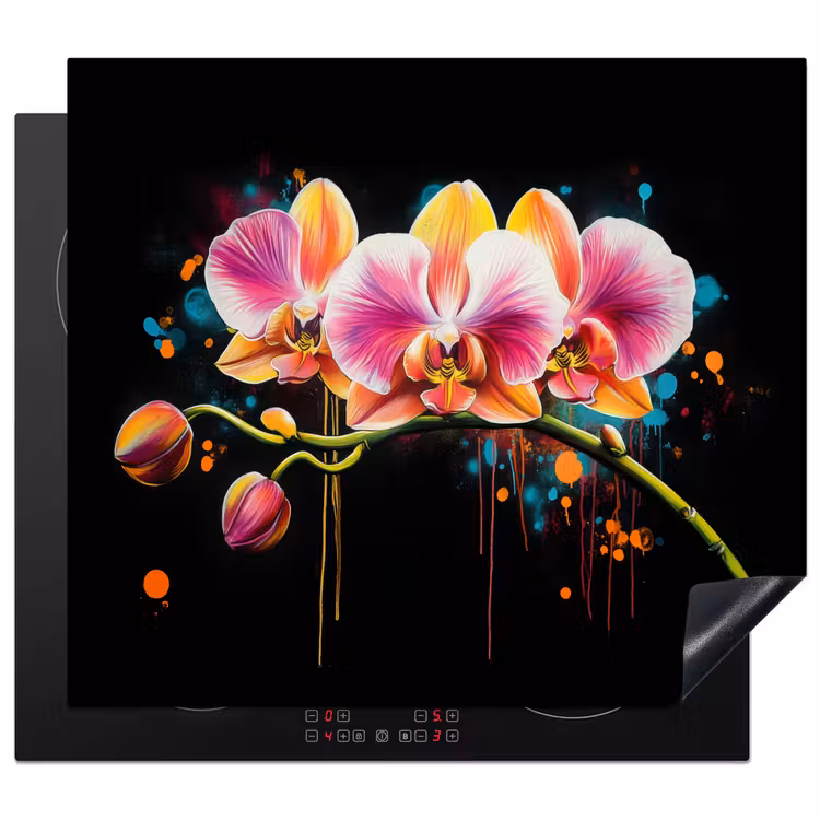 Protector de inducción - Orquídea - Graffiti - Colorido - Flores - Abstracto — 1