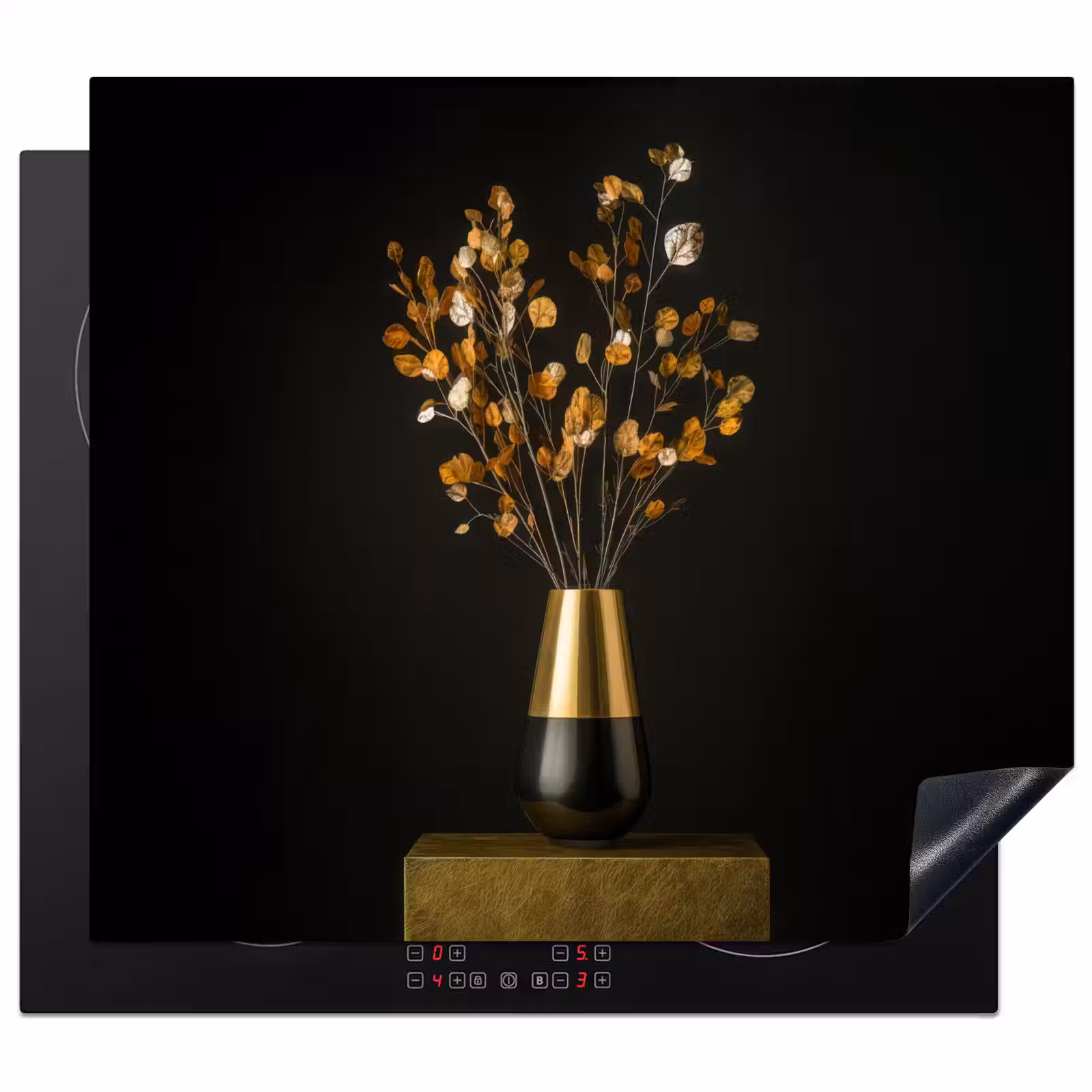 Protector de inducción - Marrón dorado - Hojas - Jarrón - Otoño — 1