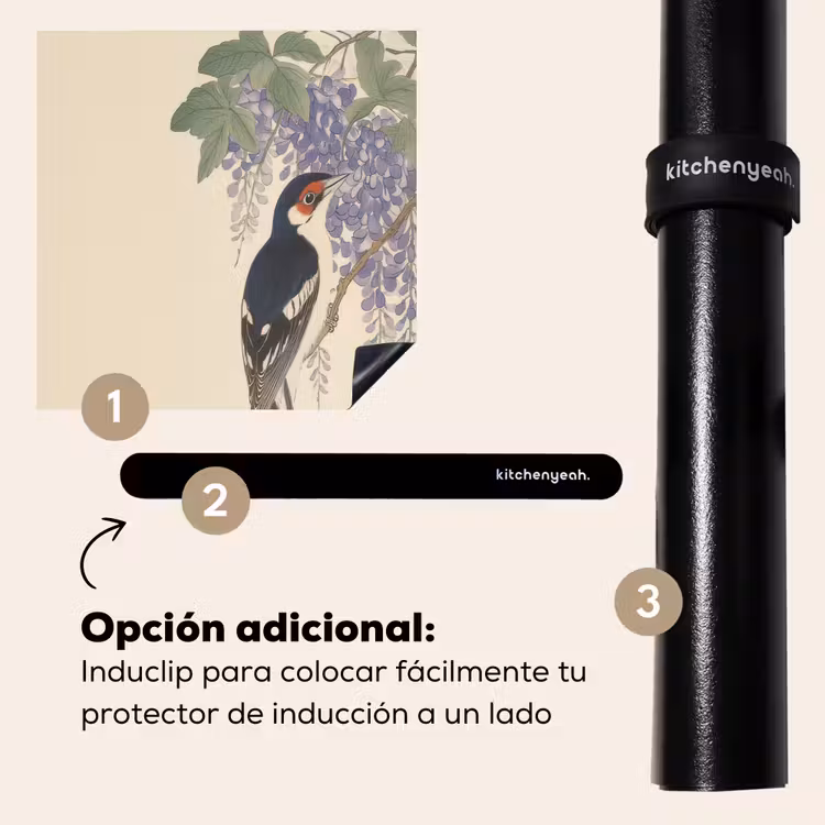 Protector de inducción - Pájaro carpintero - Flores - Morado — 8