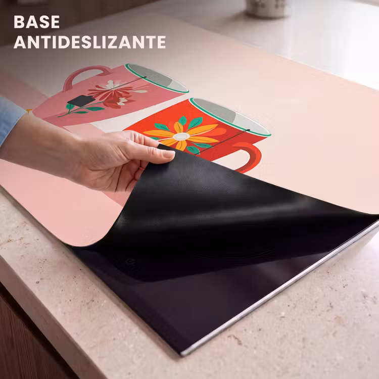 Protector de inducción - Tazas de té - Flores - Rosa - Bolsitas de té — 5