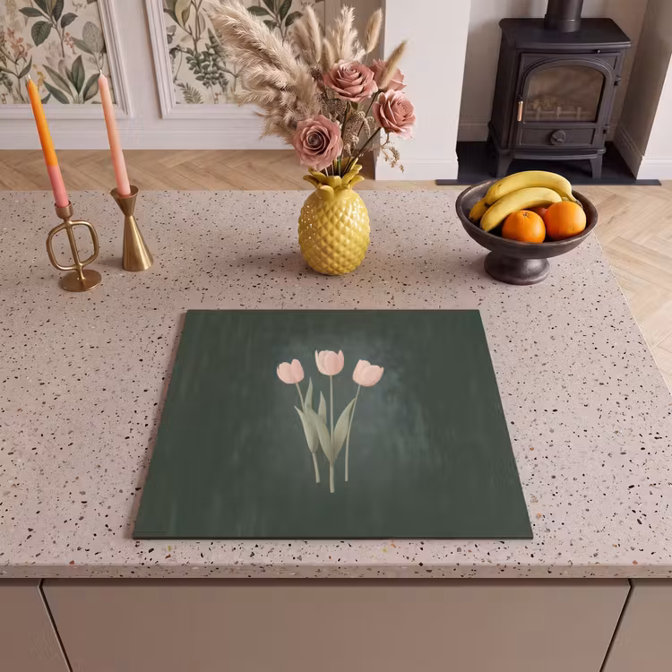 Protector de inducción - Tulipanes - Amor - Verde oscuro — 3