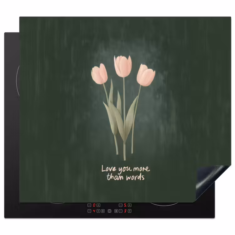 Protector de inducción - Tulipanes - Rosa - Texto - Amor — 1