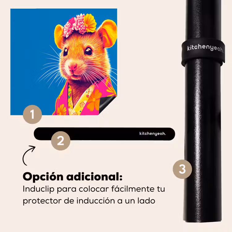 Protector de inducción - Ratón - Kimono - Flores - Azul — 8