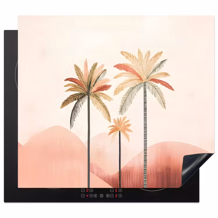 Protector de inducción - Palmeras - Colinas - Minimalista - Rosa suave — 1
