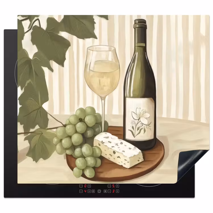 Protector de inducción - Vino - Uvas - Queso - Hojas — 1