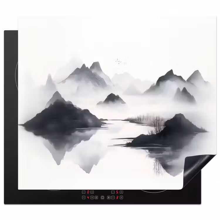 Protector de inducción - Montañas - Niebla - Agua - Blanco — 1