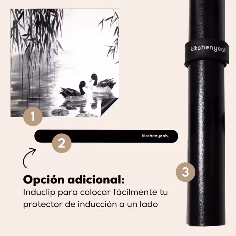 Protector de inducción - Patos - Nenúfares - Bastón - Negro — 8