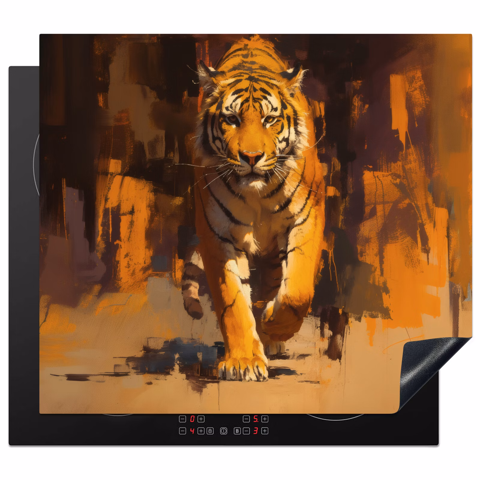 Protector de inducción - Tigre - Pintado - Naranja - Pinceladas — 1