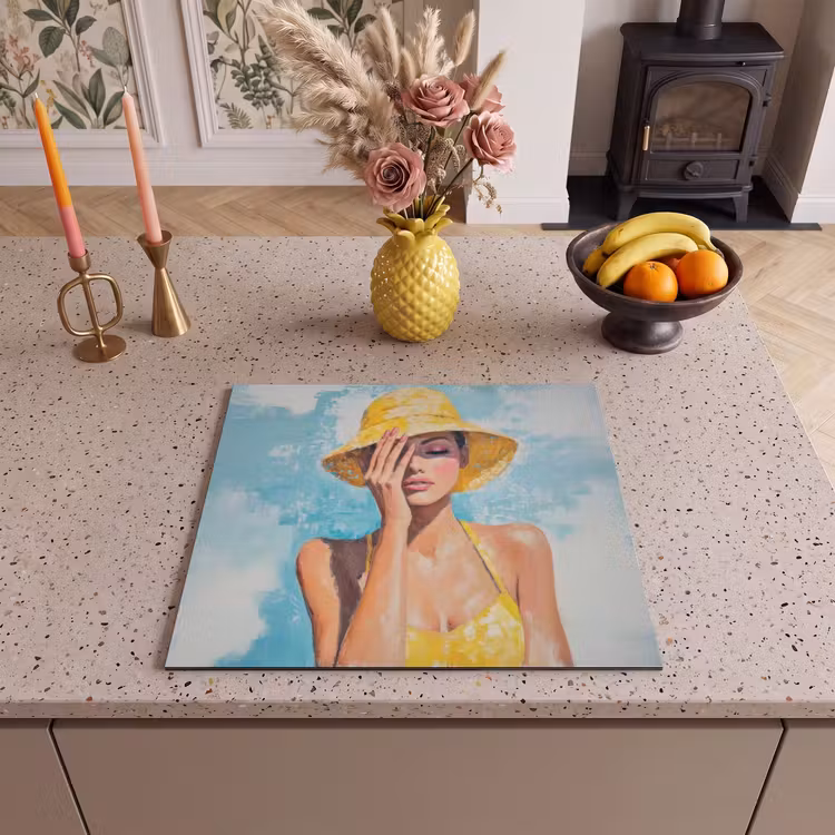 Protector de inducción - Pintura - Mujer - Sombrero - Amarillo — 3