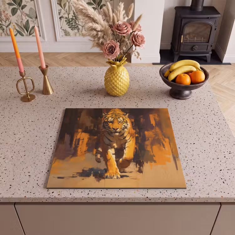 Protector de inducción - Tigre - Pintado - Naranja - Pinceladas — 3
