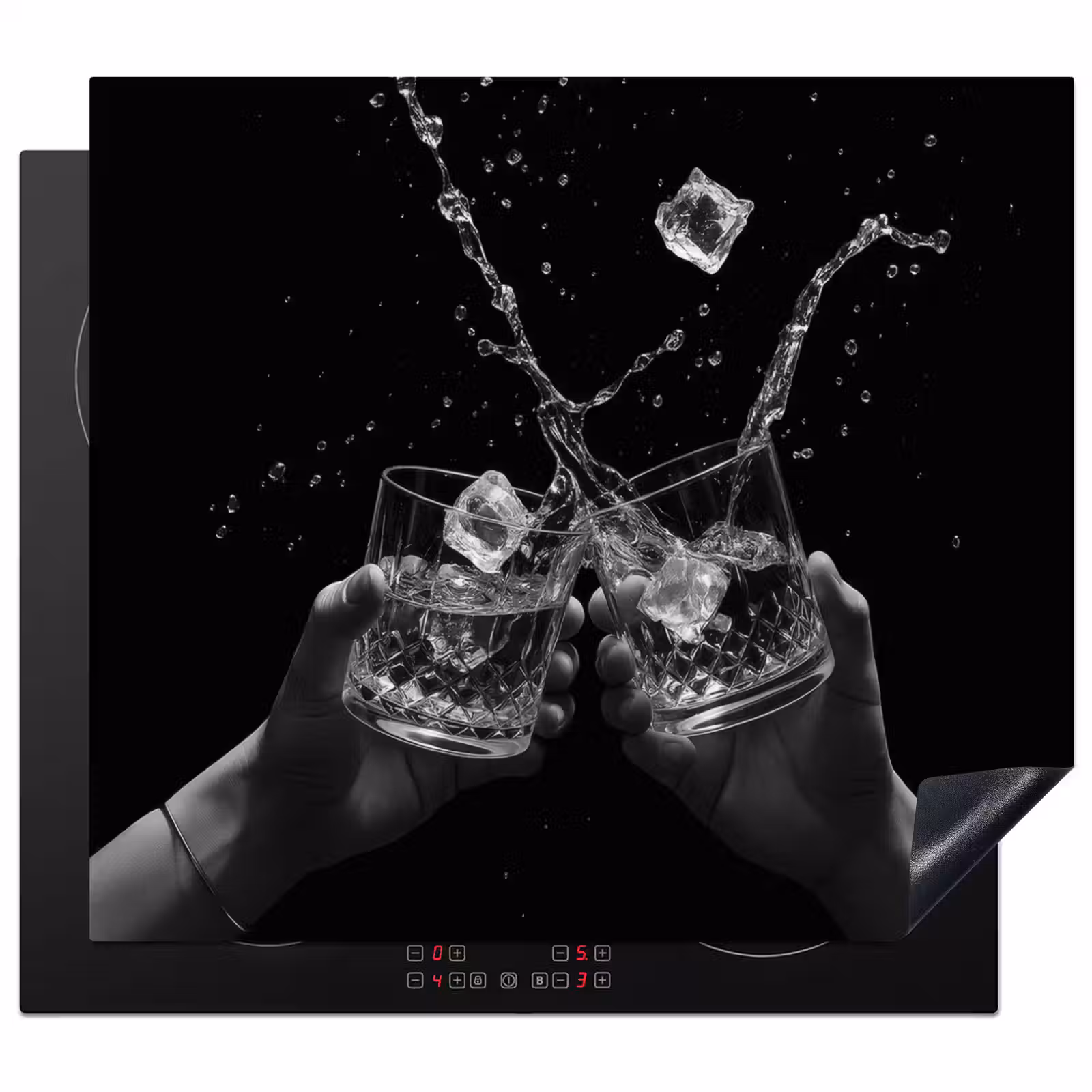 Protector de inducción - Vasos de whisky - Hielo - Salpicaduras - Negro — 1