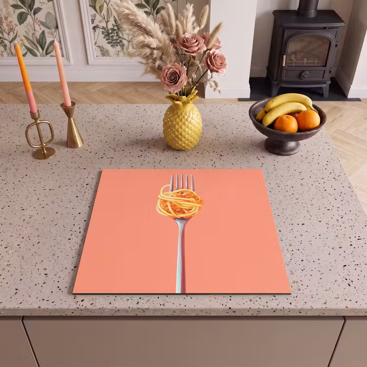 Protector de inducción - Tenedor - Espaguetis - Artístico - Rosa — 3