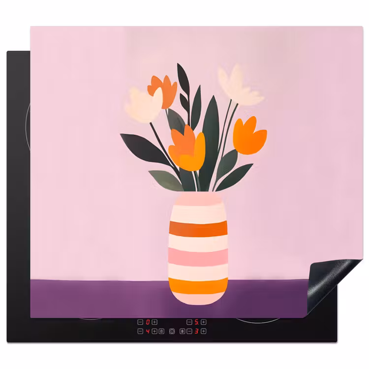 Protector de inducción - Tulipanes - Jarrón - Rayas - Morado — 1