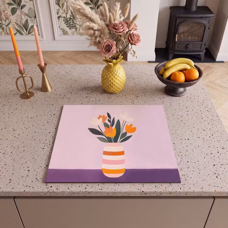 Protector de inducción - Tulipanes - Jarrón - Rayas - Morado — 3