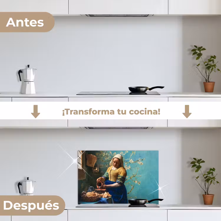 Salpicaderos de cocina - La lechera con fondo azul — 7