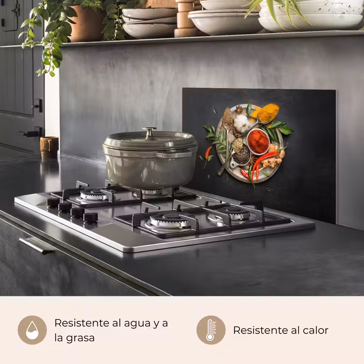 Salpicaderos de cocina - Mosaico de hierbas sobre lienzo oscuro — 2