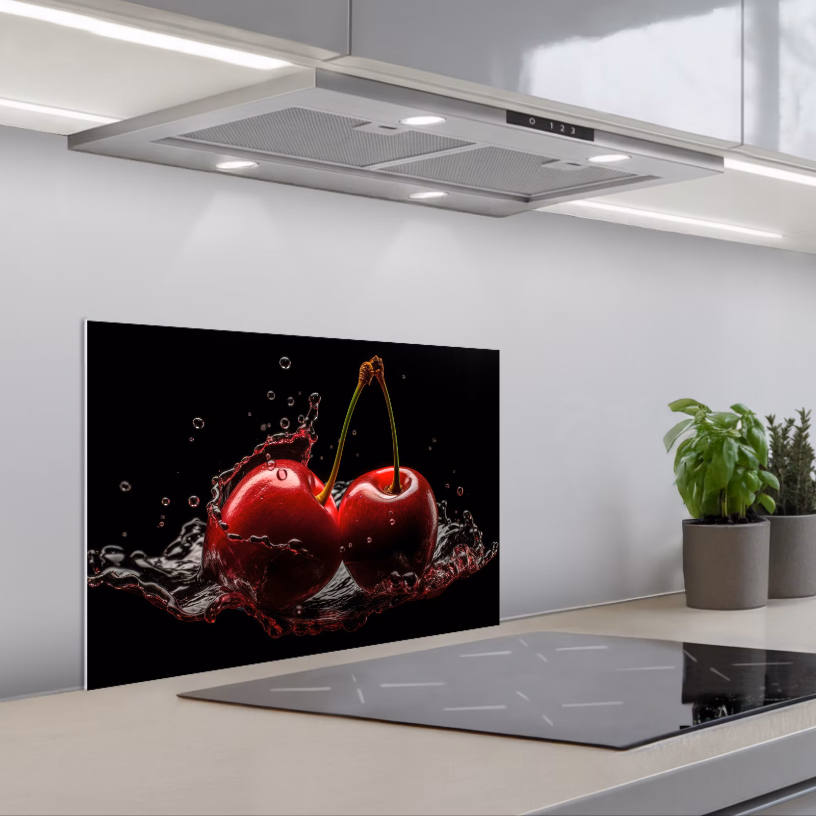 Salpicaderos de cocina - Cereza - Rojo - Fruta - Agua - Negro — 1