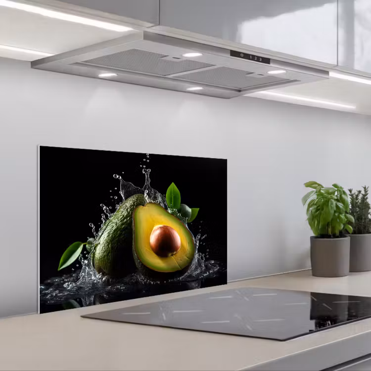 Salpicaderos de cocina - Aguacate - Vegetal - Hoja - Agua - Negro - Verde — 1