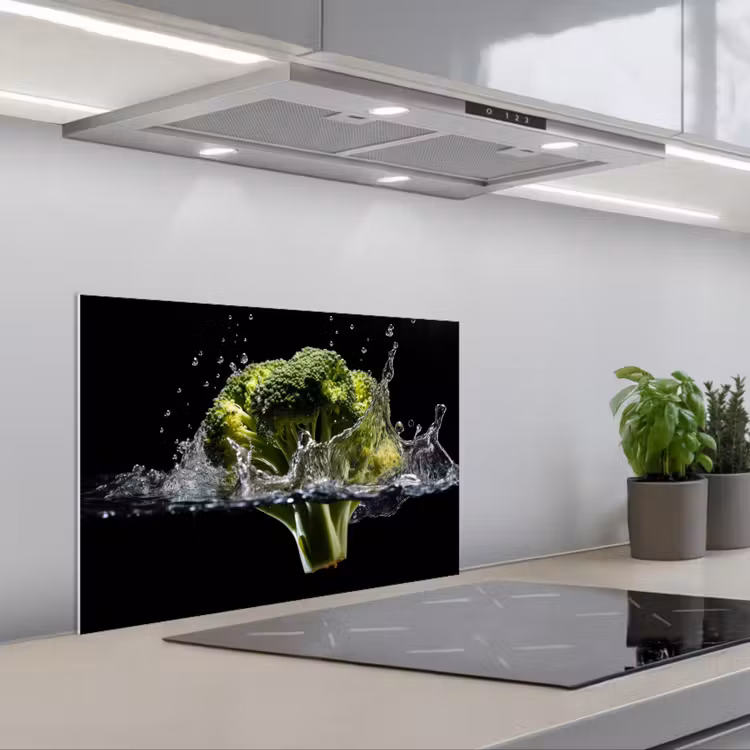 Salpicaderos de cocina - Brócoli - Verde - Agua - Negro — 1