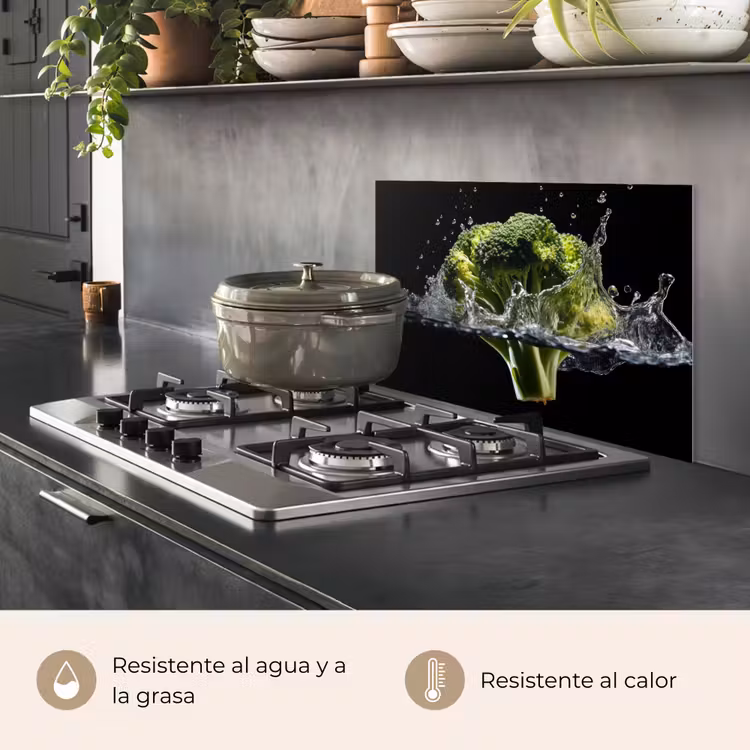 Salpicaderos de cocina - Brócoli - Verde - Agua - Negro — 2