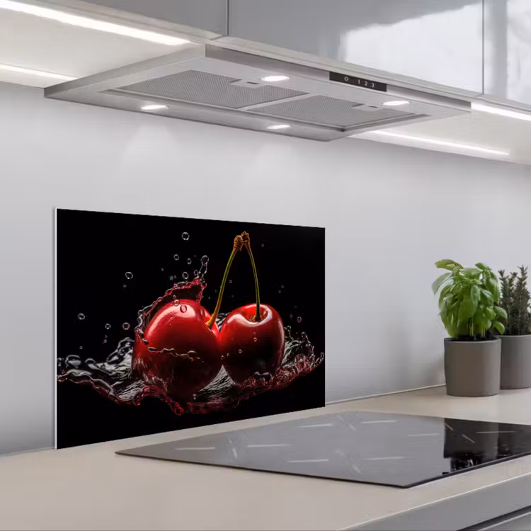 Salpicaderos de cocina - Cereza - Rojo - Fruta - Agua - Negro — 1