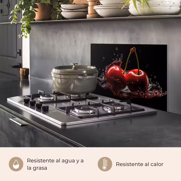Salpicaderos de cocina - Cereza - Rojo - Fruta - Agua - Negro — 2