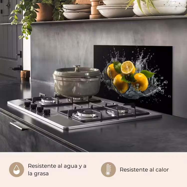 Salpicaderos de cocina - Limón - Fruta - Amarillo - Negro — 2