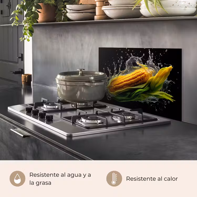 Salpicaderos de cocina - Maíz - Vegetal - Plantas - Negro - Agua — 2