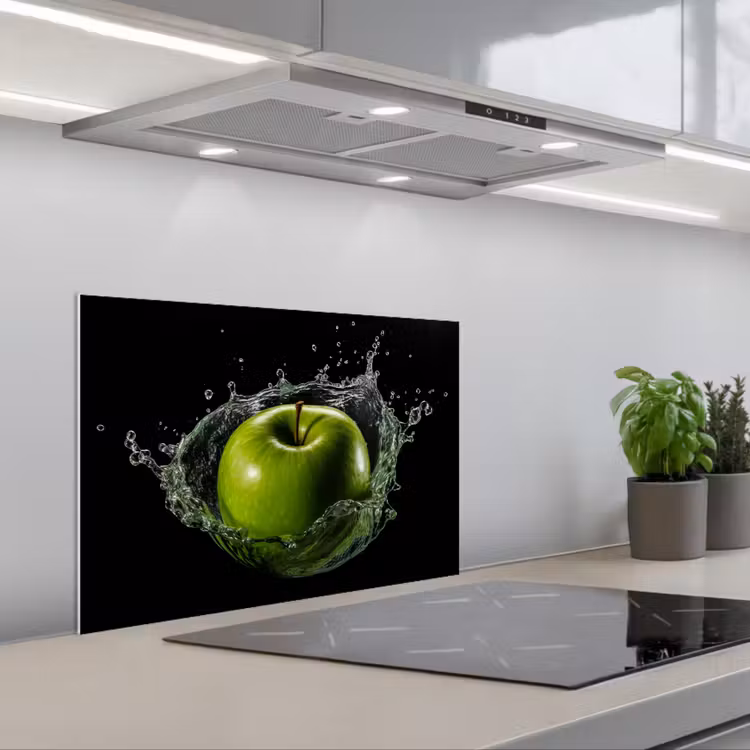Salpicaderos de cocina - Manzana - Verde - Fruta - Agua - Negro — 1