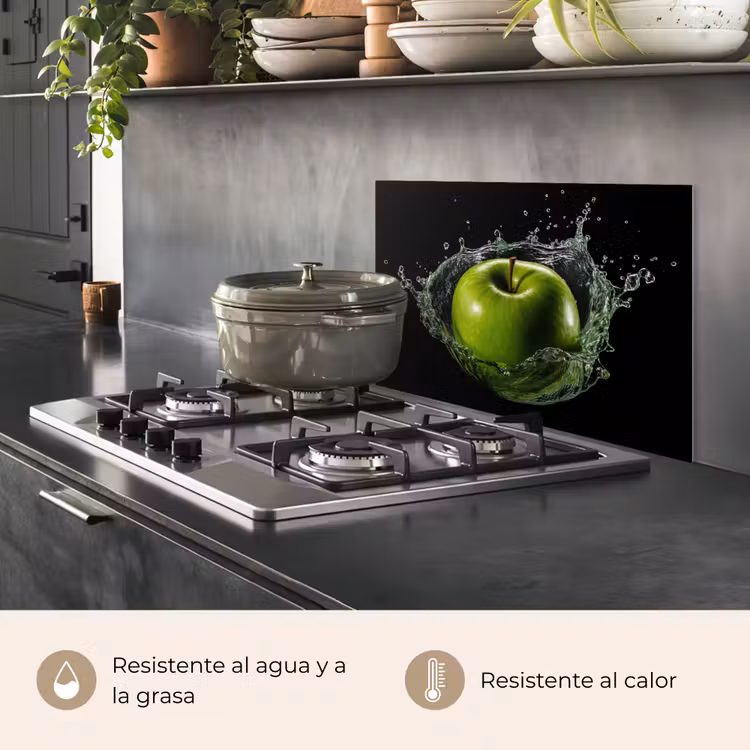 Salpicaderos de cocina - Manzana - Verde - Fruta - Agua - Negro — 2