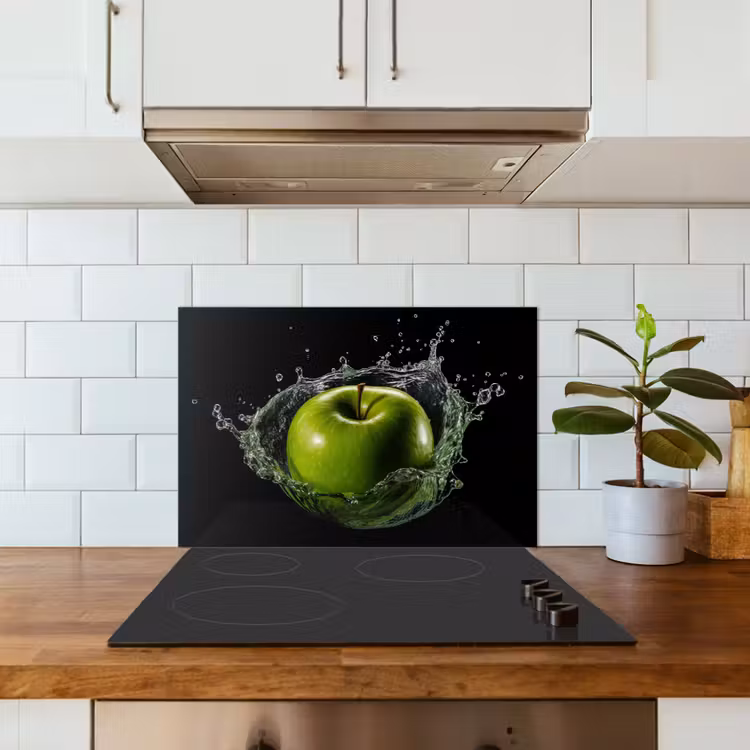 Salpicaderos de cocina - Manzana - Verde - Fruta - Agua - Negro — 3