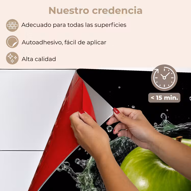 Salpicaderos de cocina - Manzana - Verde - Fruta - Agua - Negro — 4