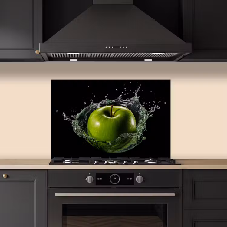 Salpicaderos de cocina - Manzana - Verde - Fruta - Agua - Negro — 5