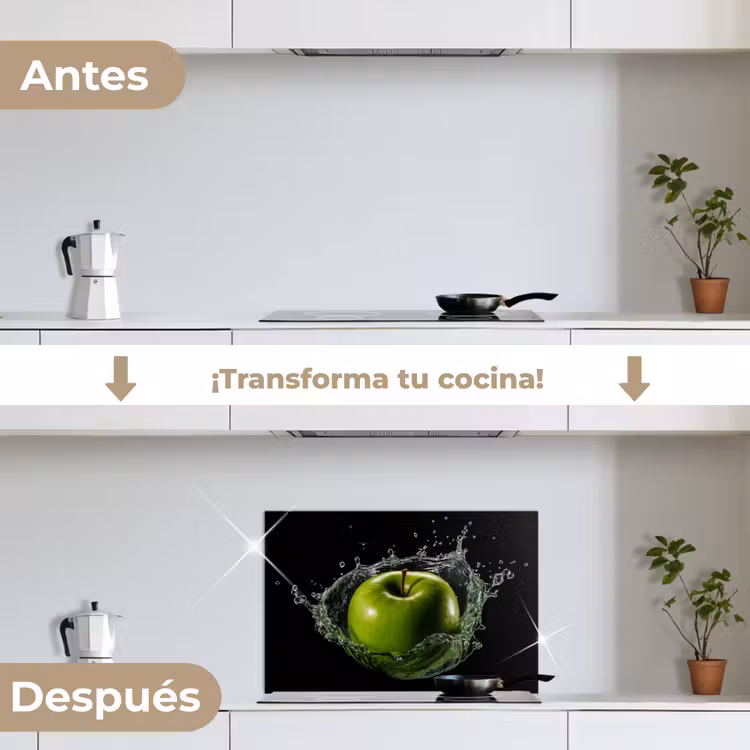 Salpicaderos de cocina - Manzana - Verde - Fruta - Agua - Negro — 7