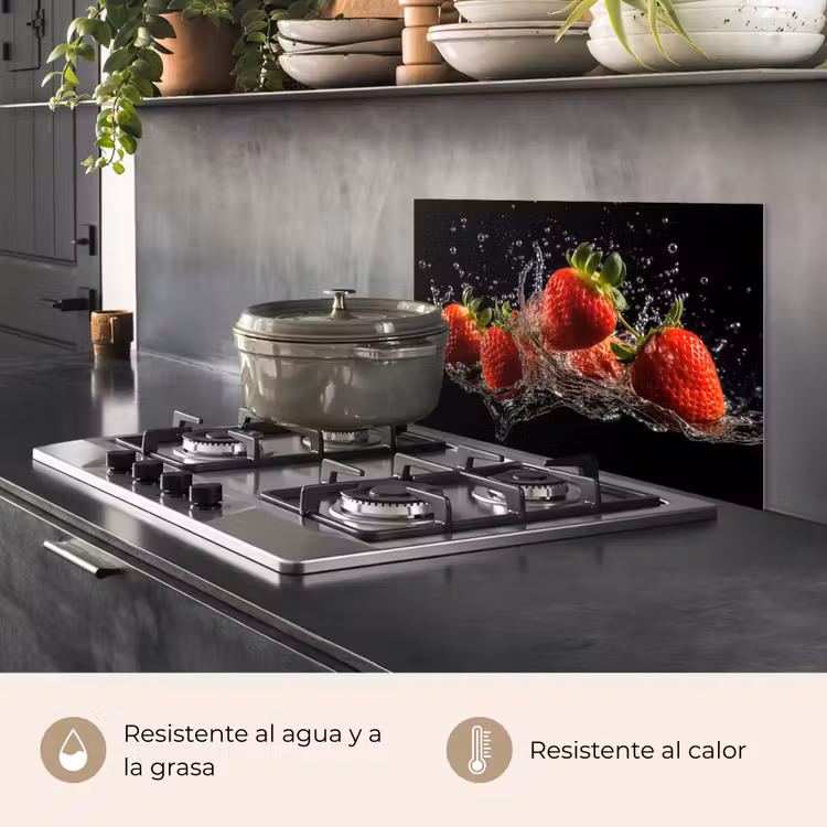 Salpicaderos de cocina - Fresas - Fruta - Rojo - Agua - Negro — 2