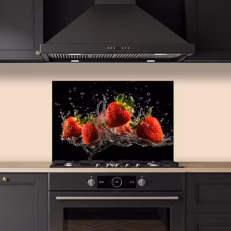 Salpicaderos de cocina - Fresas - Fruta - Rojo - Agua - Negro — 5