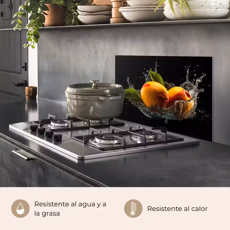 Salpicaderos de cocina - Mango - Fruta - Agua - Negro - Hoja — 2