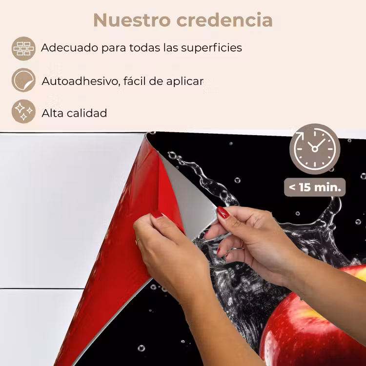 Salpicaderos de cocina - Manzana - Rojo - Agua - Negro - Fruta — 4