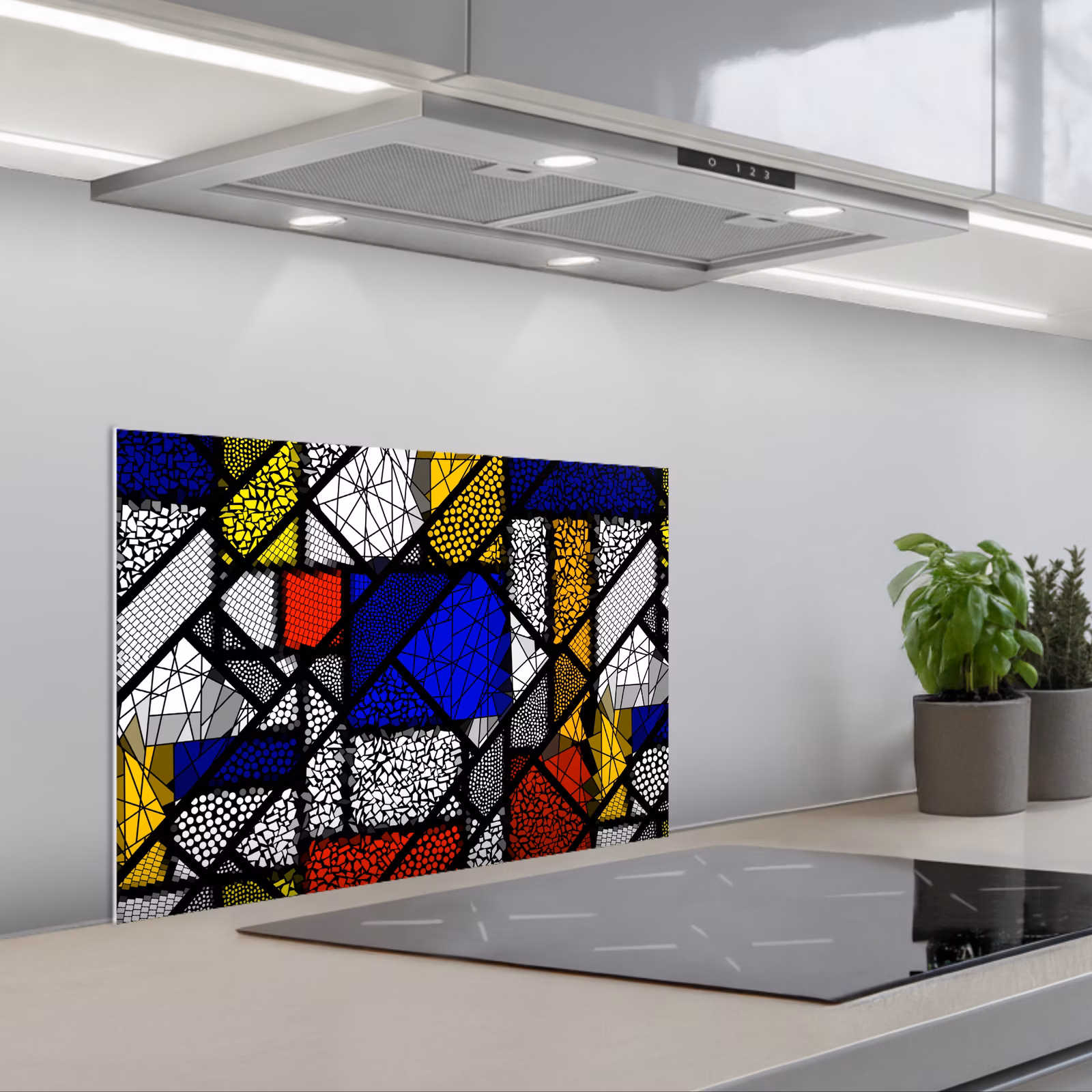 Salpicaderos de cocina - Mondrian - Vidriera - Maestros antiguos - Obra de arte - Abstracto - Pintura — 1