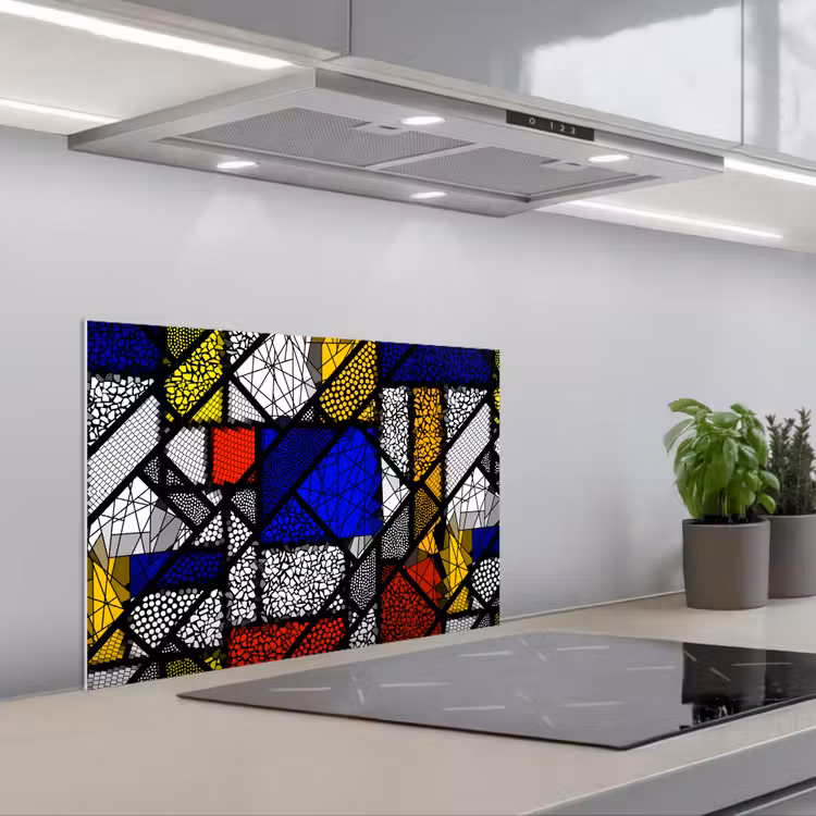 Salpicaderos de cocina - Mondrian - Vidriera - Maestros antiguos - Obra de arte - Abstracto - Pintura — 1