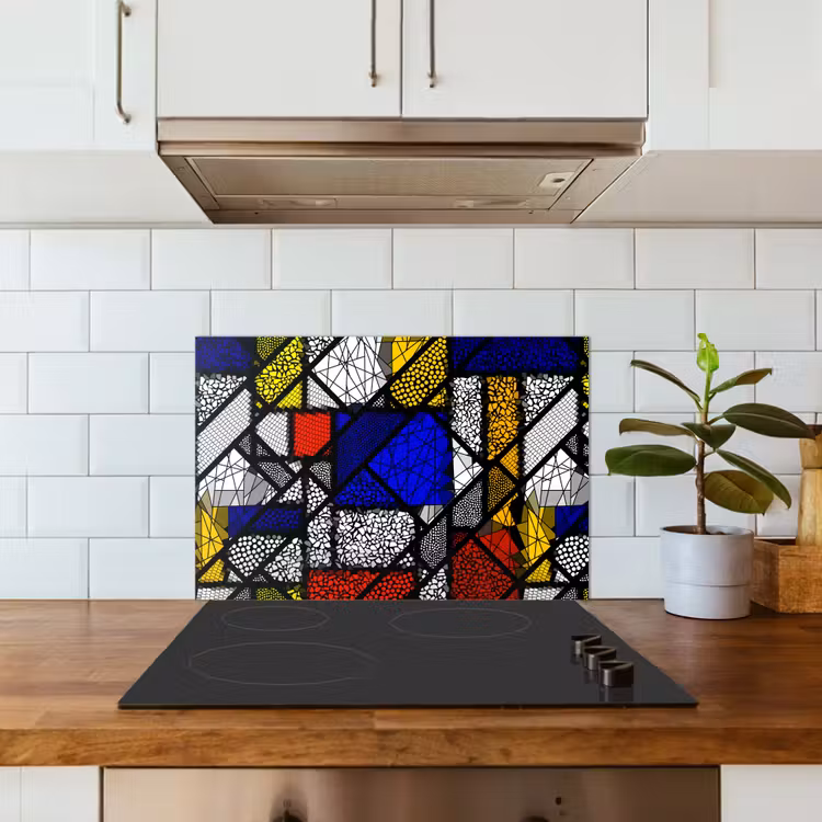 Salpicaderos de cocina - Mondrian - Vidriera - Maestros antiguos - Obra de arte - Abstracto - Pintura — 3
