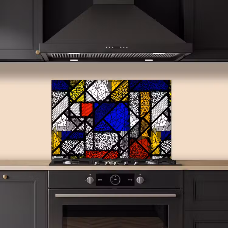 Salpicaderos de cocina - Mondrian - Vidriera - Maestros antiguos - Obra de arte - Abstracto - Pintura — 5