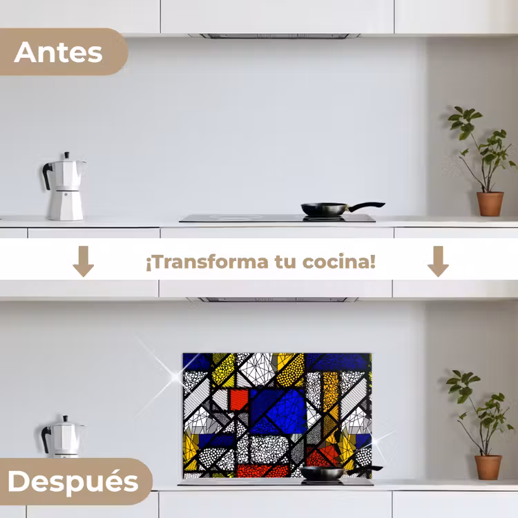 Salpicaderos de cocina - Mondrian - Vidriera - Maestros antiguos - Obra de arte - Abstracto - Pintura — 7