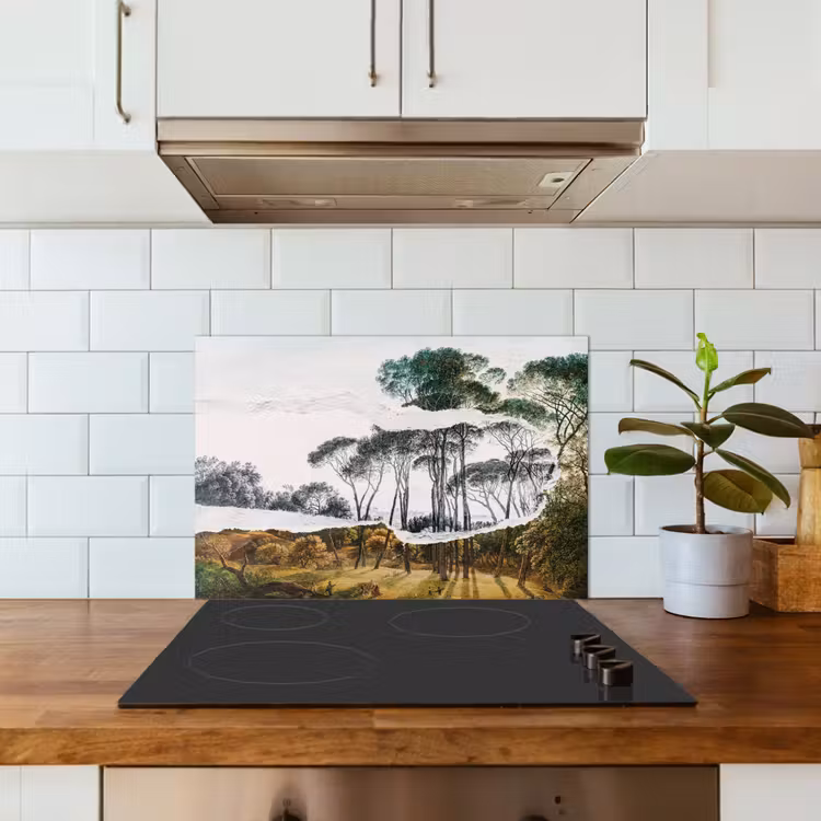 Salpicaderos de cocina - Paisaje italiano pinos paraguas - Arte - Hendrik Voogd - Pintura - Blanco y negro - Antiguos maestros — 3